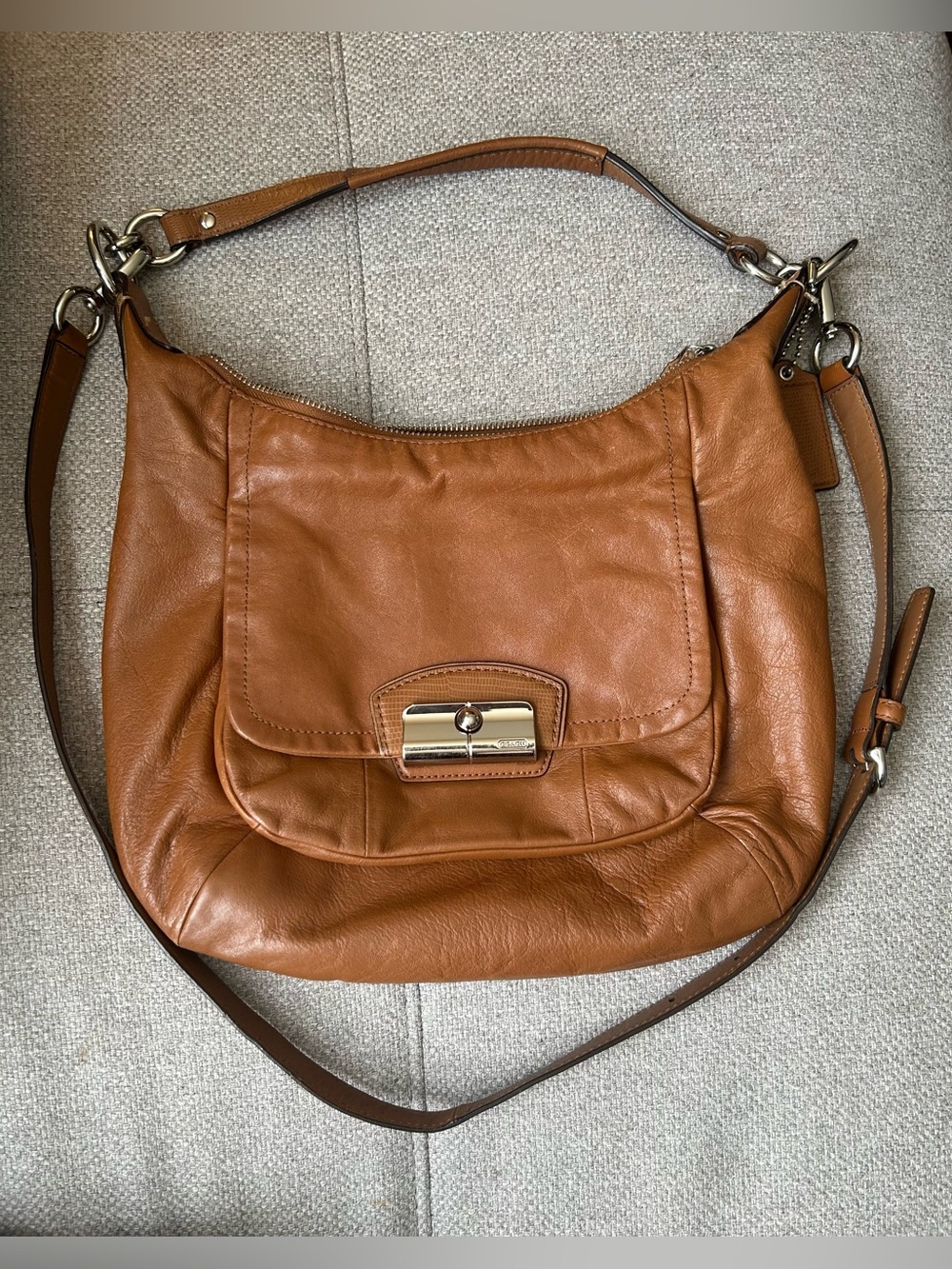 Coach Kristin Leather Hobo Bag 19293 – Cognac Tan Brown Leather Crossbody